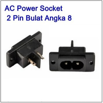 Ac Power Socket Kabel Power 2 Lubang connector AC 2 pin Angka 8