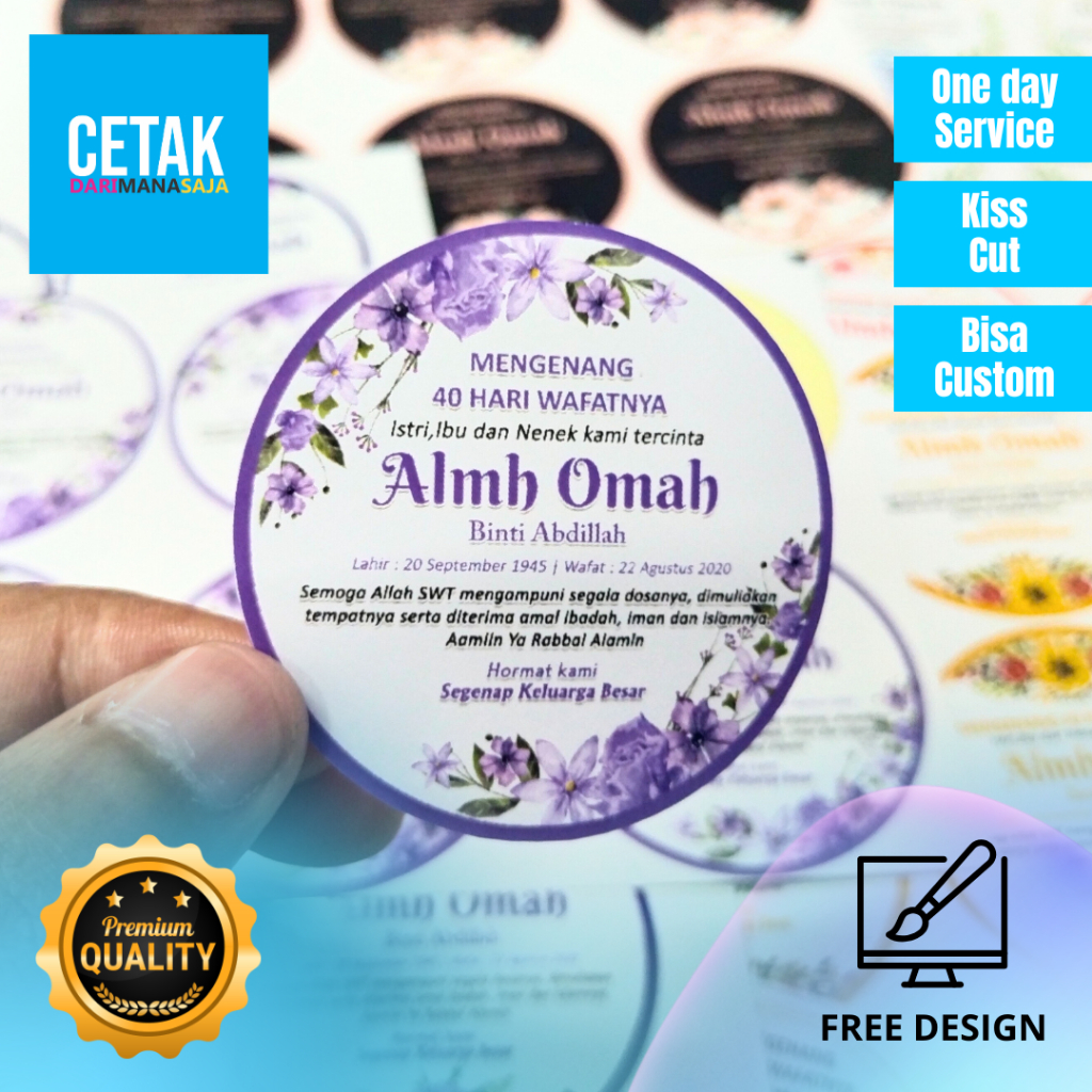 

Sticker dan Kartu Mengenang Wafatnya Stiker Card Label Tahlil Kartu Mengenang Tahlilan