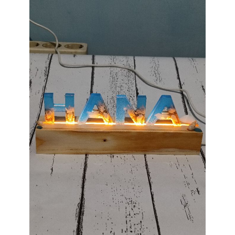 Stand lampu tidur resin/lampu tidur nama/lampu tidur custom/stand lampu resin