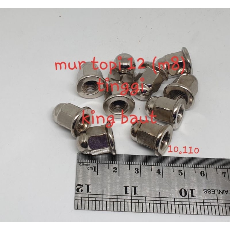 (tinggi) mur ring topi 12 (m8)