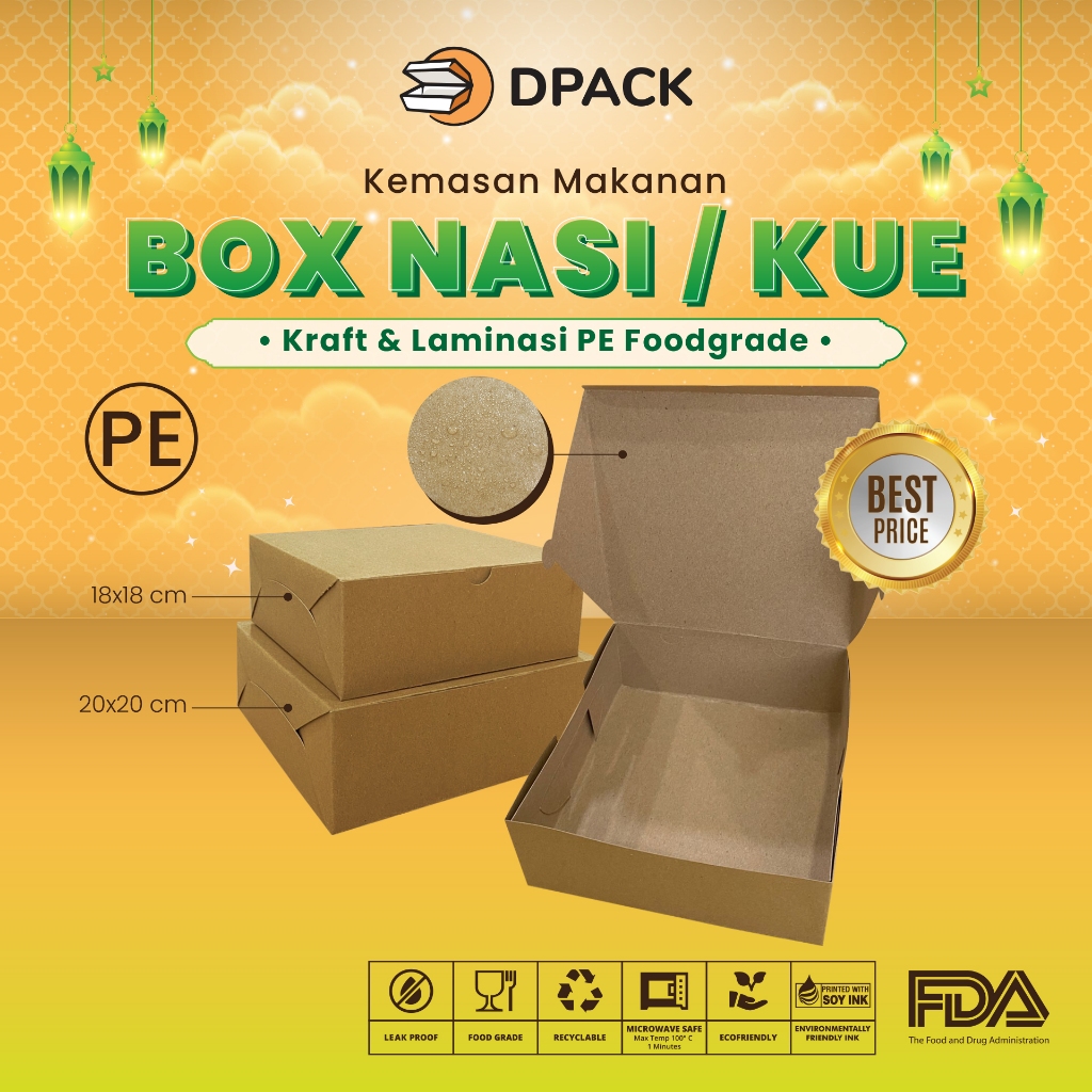 Box 18x18 Laminasi | Dus Nasi 18x18 | Kotak Nasi | Box 18 x18 | Dus 18 x 18 | Box Kue Kraft