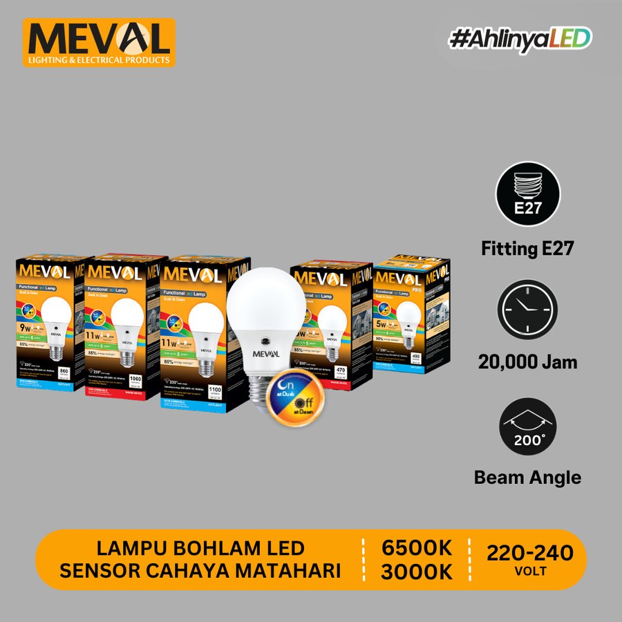 MEVAL Lampu LED Photo Sensor Cahaya Matahari Advance Series