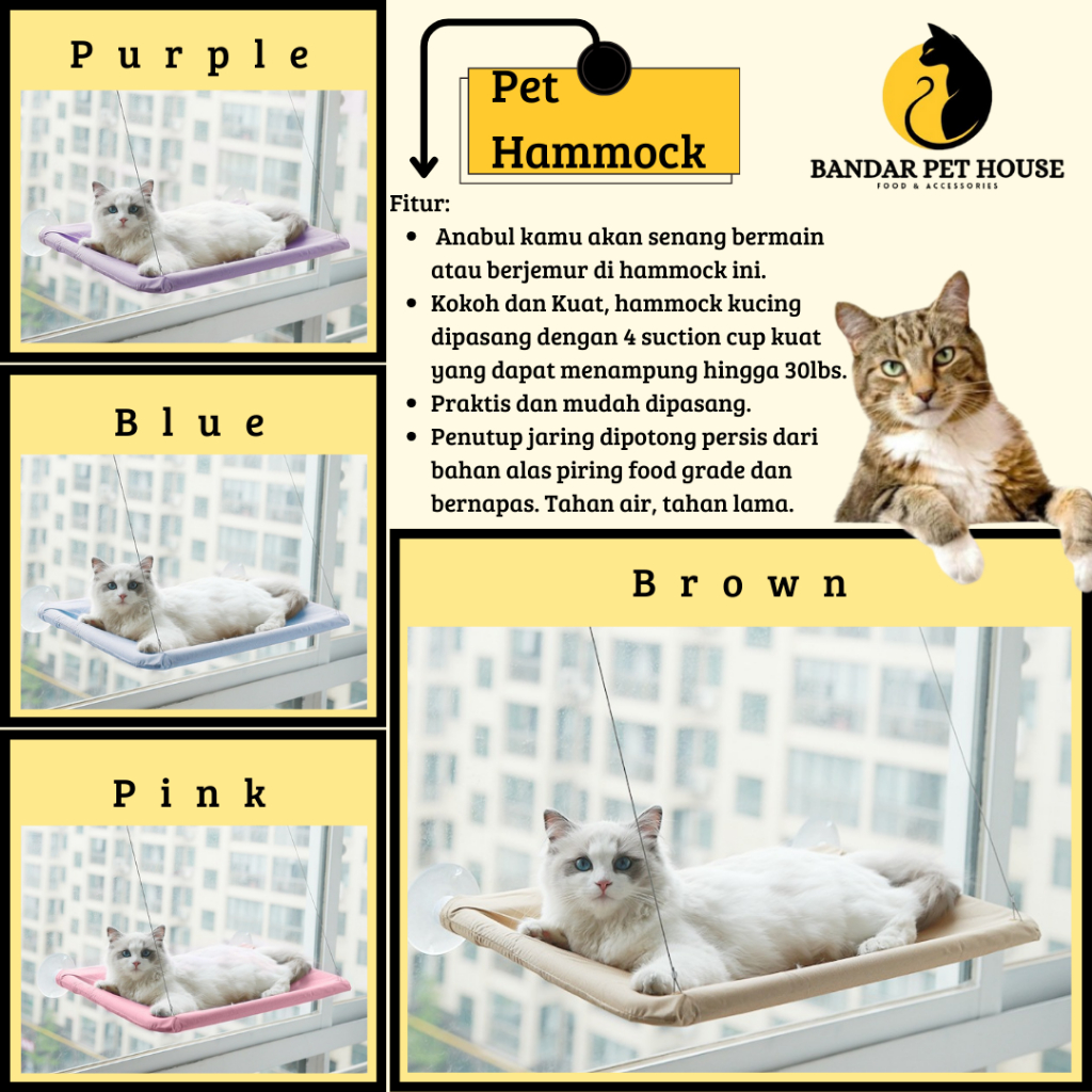 Hammock kucing Tempat tidur besar untuk kucing tidur  kucing kursi hammock jendela kucing