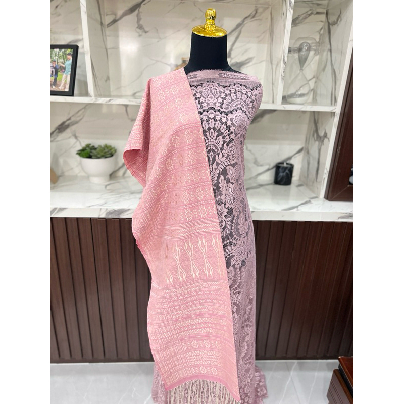Songket Batak Tumtuman Baby Pink Gold