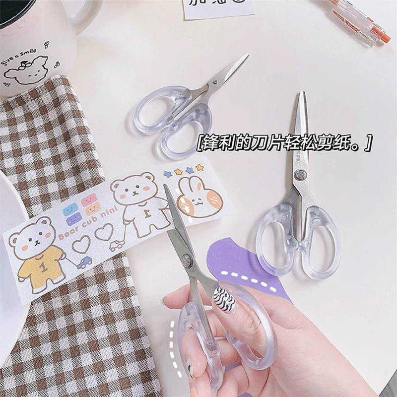 

ice bear land - gunting gagang semi transparan (transculent) aesthetic stationery minimalis gaya remaja cewek korea alat potong kertas tajam elegan fancy perintilan anak sekolah lucu jurnal alat tulis kantor murah mewah kpop idol korea kawaii putih awet