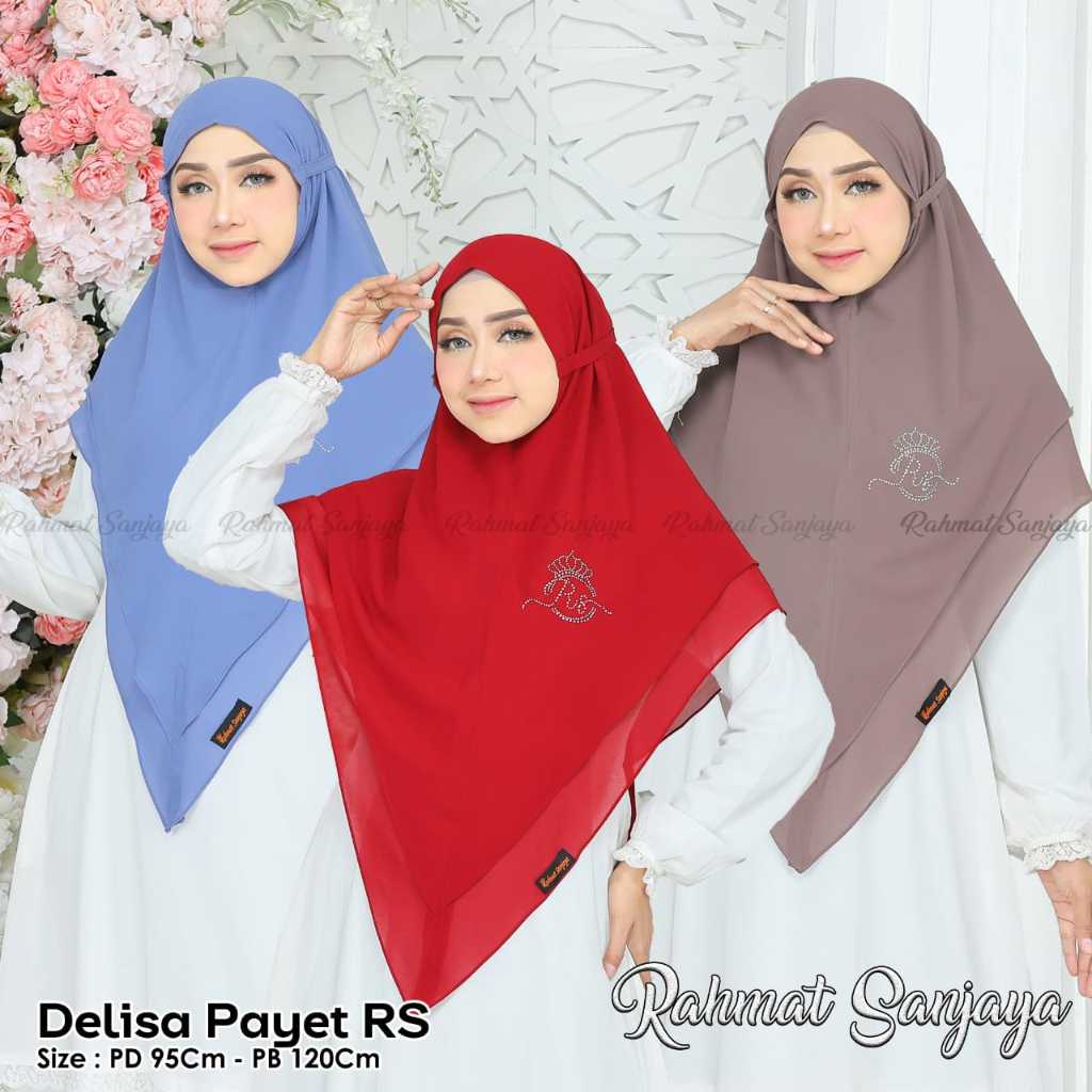 KHIMAR DELISA MUTIARA SAWAROSKY PAYET RS NON PET TALI 2 LAYAR JUMBO RUNCING BAHAN CERUTI BABY DOLL