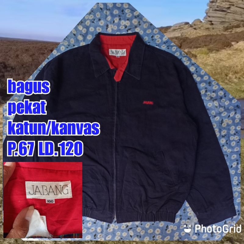 jaket work kerja casual Harrington katun kanvas jabang tartan