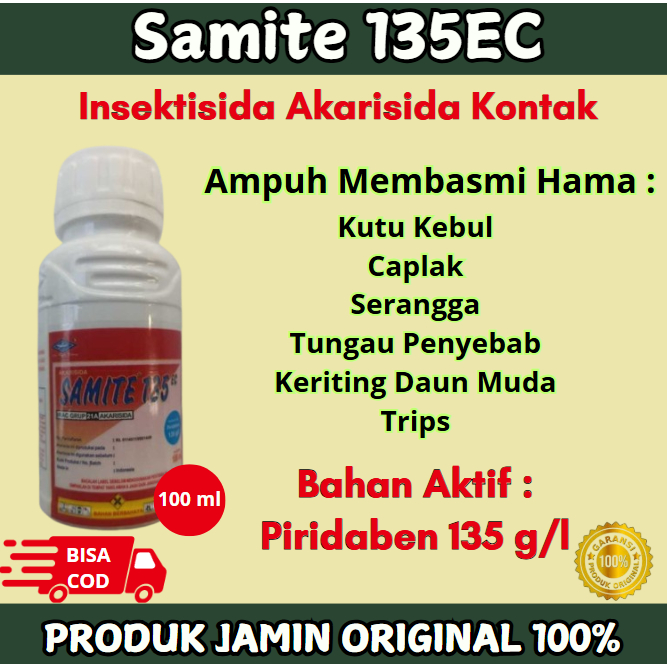 SAMITE 135EC INSEKTISIDA AKARISIDA ORIGINAL 30ML KEMASAN REPACK PIRIDABEN PEMBASMI TUNGAU KUTU KEBUL