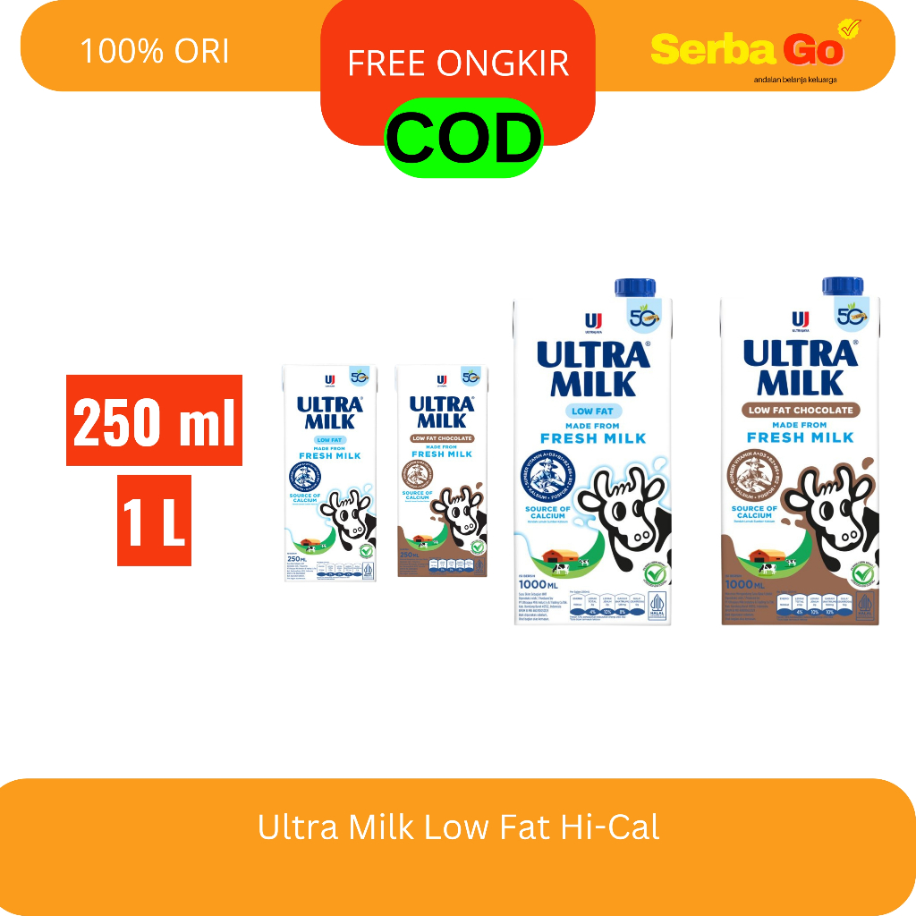 

Susu Kotak UHT Ultra Milk Low Fat High Calsium