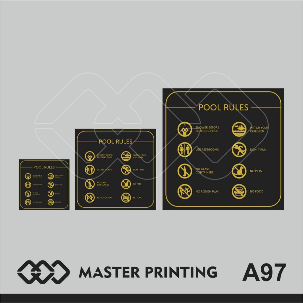 

A97 - Acrylic Sign, Stiker Akrilik Pool Rules, Aturan Kolam Renang, Tahan Air, Termurah, Bisa Custom