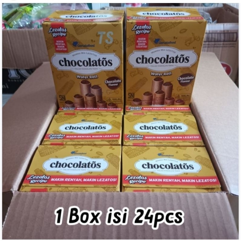 

CHOCOLATOS wafer roll coklat 8,5gram ( 1 box isi 24pcs )