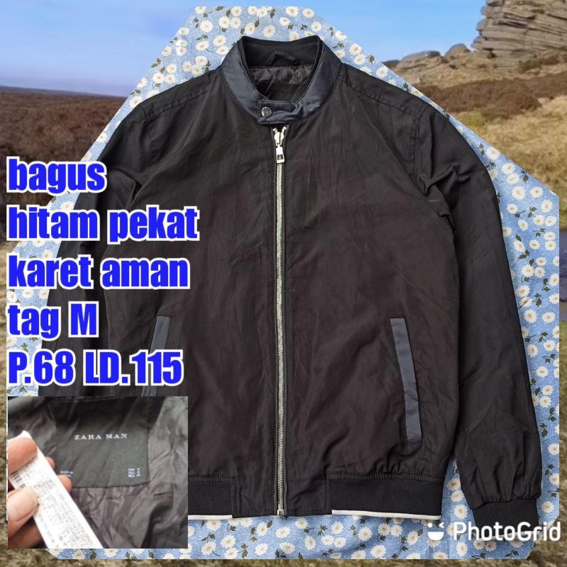 jaket work kerja casual bomber hitam zara man