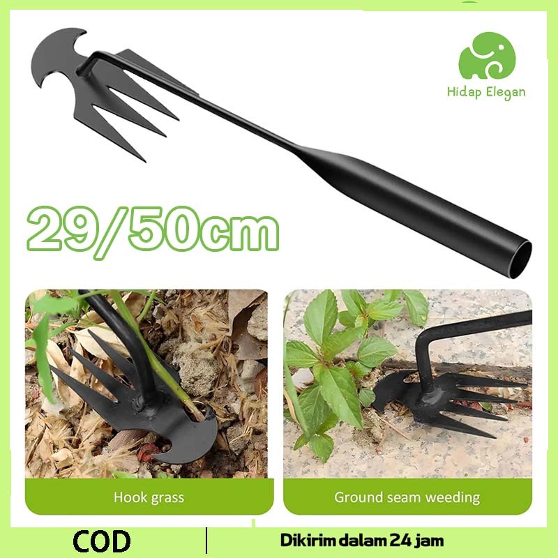 29/50cm Garukan Rumput Liar Alat Rumput Liar Steel Cabut Rumput Liar Cangkul Gulma Rumput Multifungs