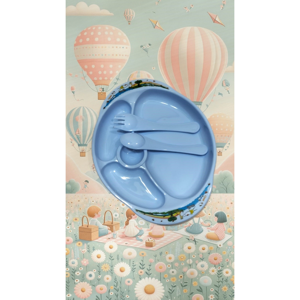 Piring Makan Bayi Melamin Anti Tumpah Set - Aman, Praktis, dan Murah - Piring Makan Bayi Melamin Sek