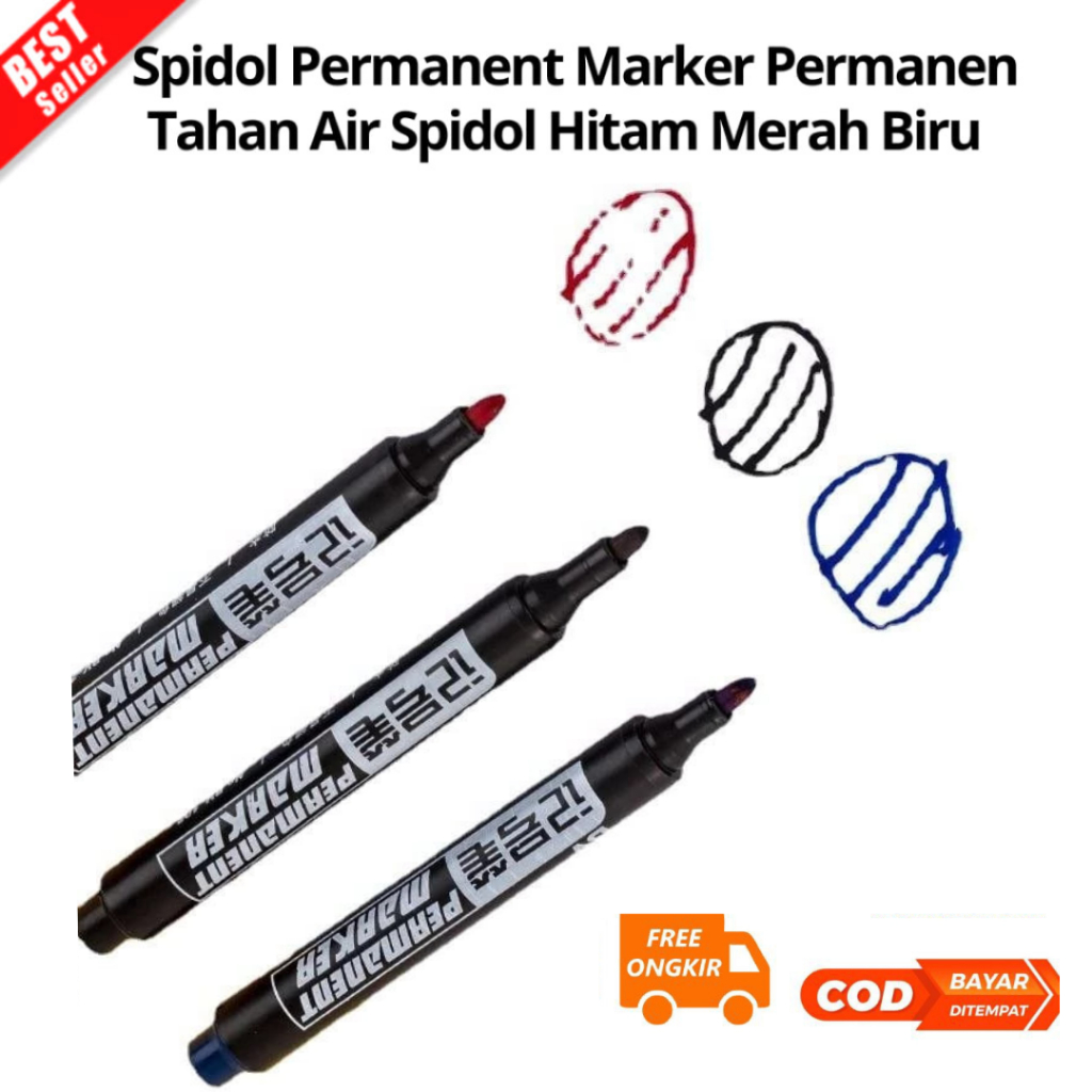 

[JIB] BAYAR DI TEMPAT Spidol Permanent Marker Permanen Tahan Air Alat Tulis Spidol Cepat Kering Tinta Minyak Hitam Biru Merah Tidak Pudar