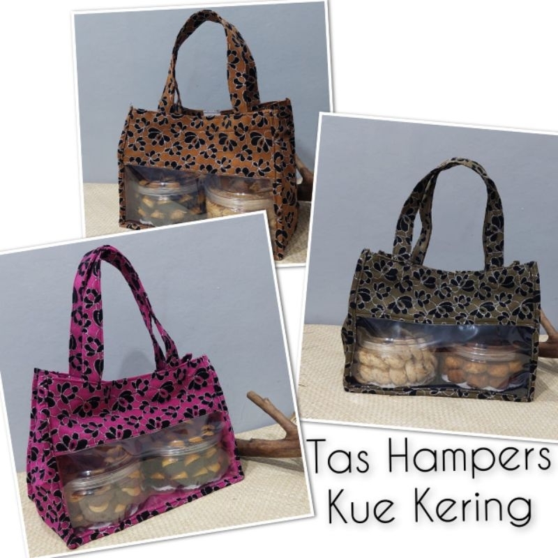 

Tas Hampers Paket Kue Kering Kado Lebaran Bahan Beludru Motif Kombinasi Mika Bening
