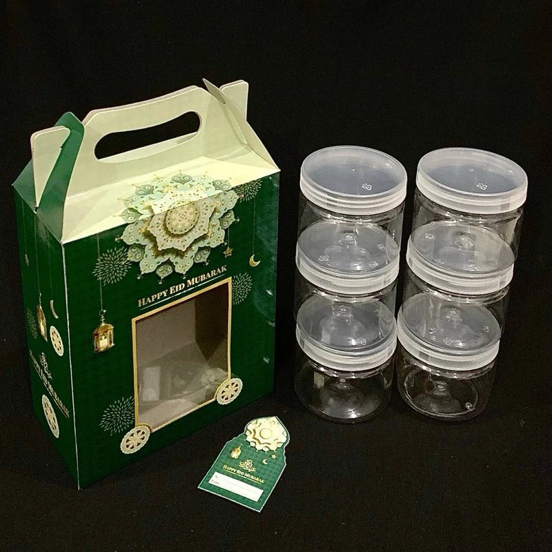 

5 Pcs Box Tenteng Motif Lebaran Muat 4 Toples Lentera Hijau Tua 10x19x23cm