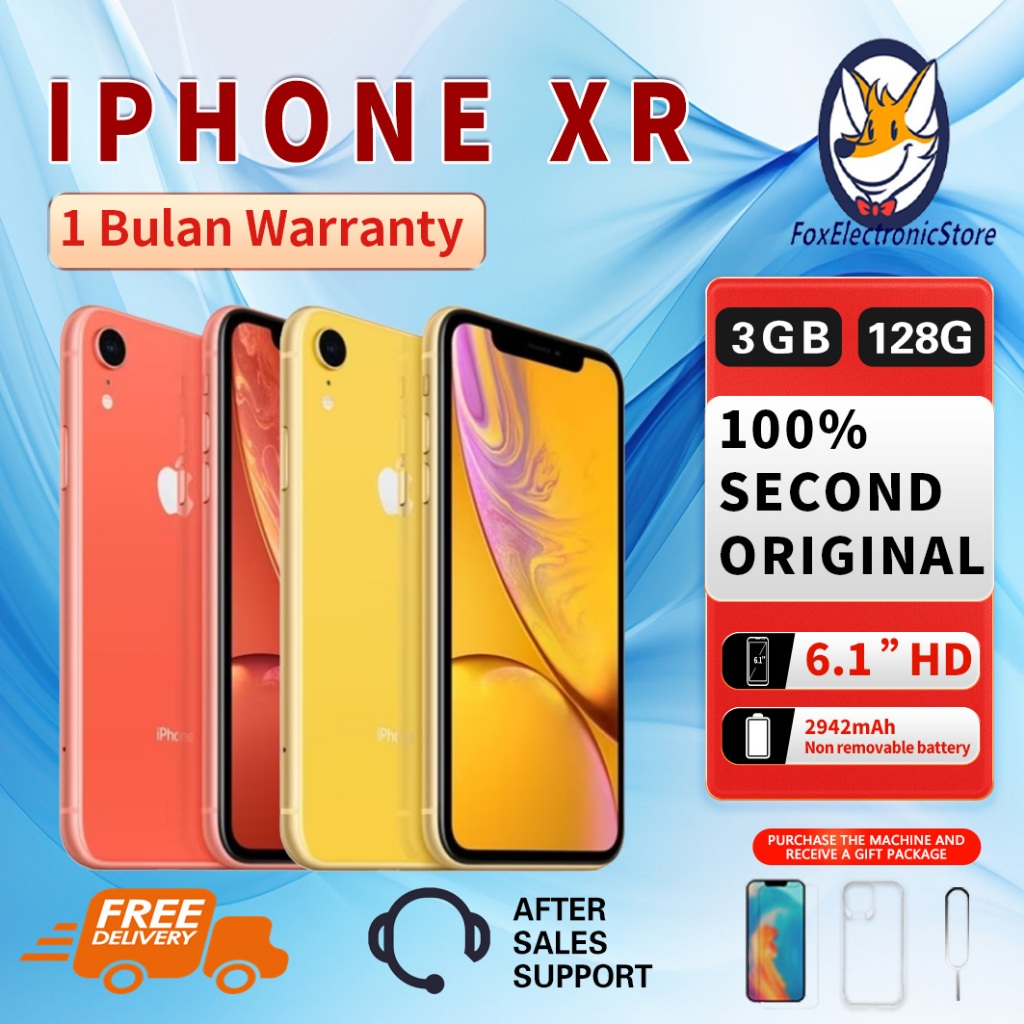 iPhone XR 128GB Second Original100% EX-INTER Silent-Camera Fullset Mulus Like New Smartphone