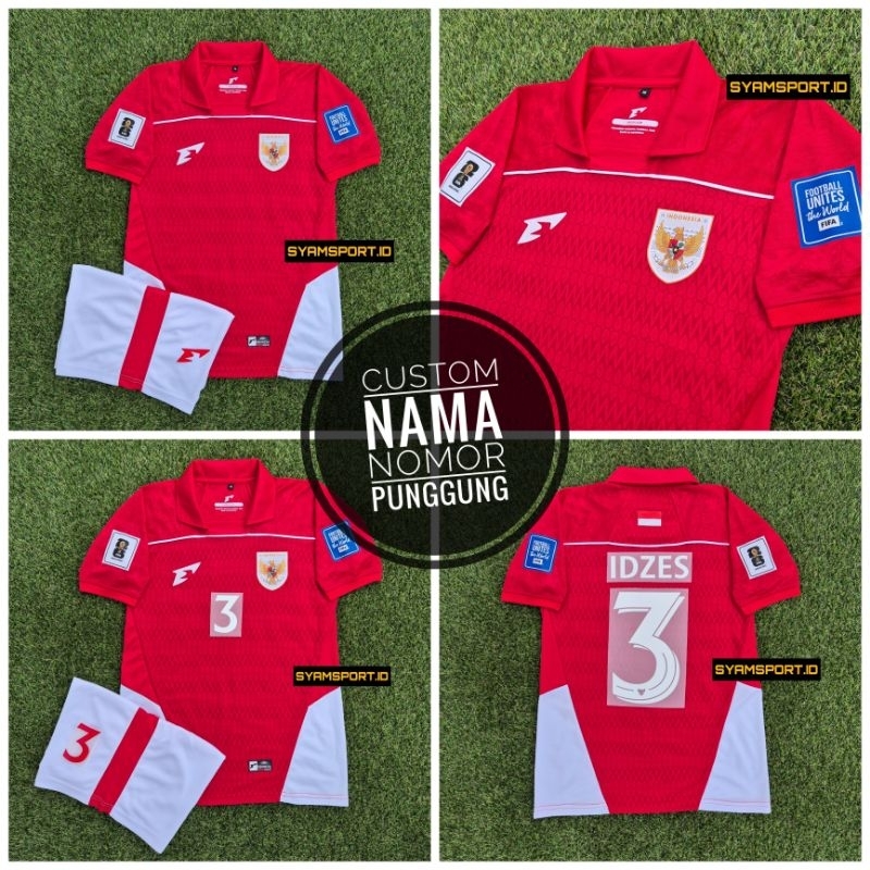 Jersey Home Timnas Indonesia 2025 Fullset (Baju+ Celana) FREE PATCH WCQ | Jersey Timnas Indonesia Te