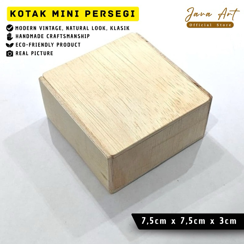 

WOOD BOX MINI KOTAK KAYU KLASIK SOUVENIR, UKURAN 7,5 cm × 7,5 cm × 3cm