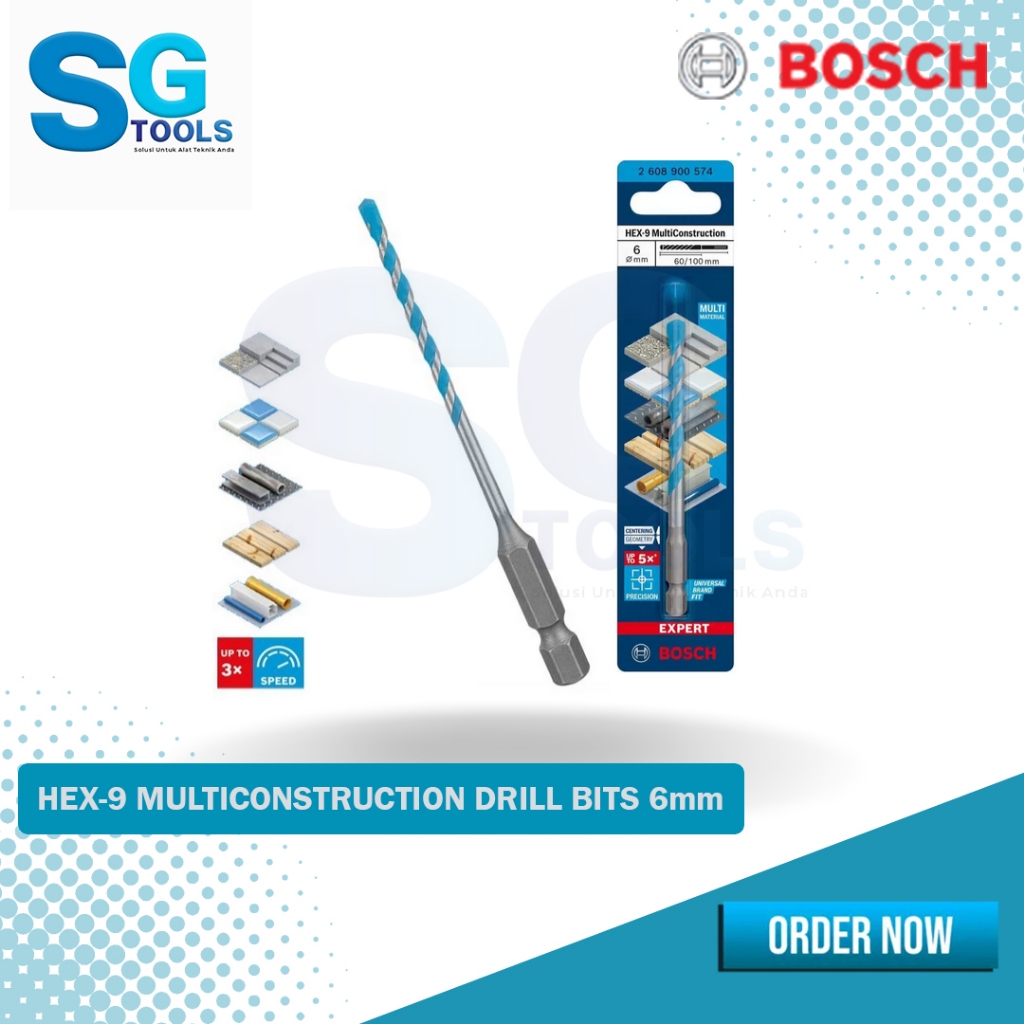 Bosch HEX-9 6mm Mata Bor Multi Material ORIGINAL Beton Kayu Besi Keramik
