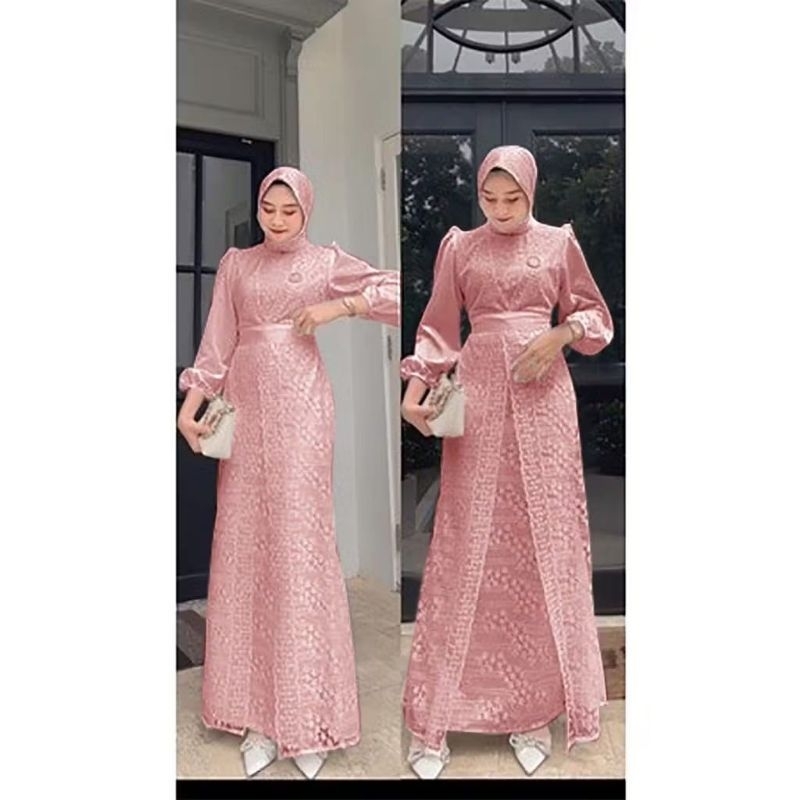 MELIA - DRESS BAJU GAMIS GAUN BRUKAT REMAJA DEWASA SATIN VELVET BUSUI JUMBO WARNA DUSTY PINK SERIES 