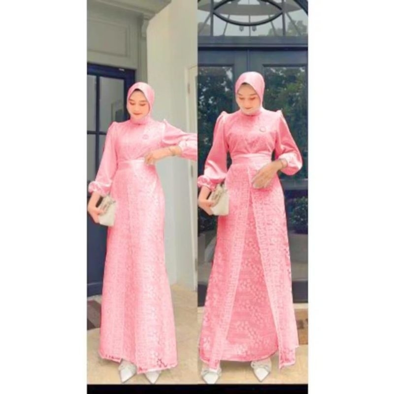 MELIA - DRESS BAJU GAMIS GAUN BRUKAT REMAJA DEWASA SATIN VELVET BUSUI JUMBO WARNA PEACH SERIES // GA