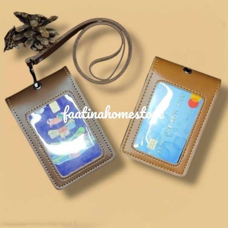 

Gantungan id card hitam coklat bolak balik| id card kulit holder id card name tag