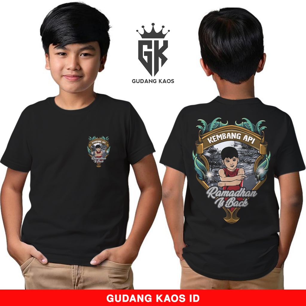 GUDANG KAOS KEMBANG API RAMADHAN KAREEM 1446 H - KAOS ANAK USIA 1 - 14 TAHUN - KAOS RAMADHAN ANAK - 
