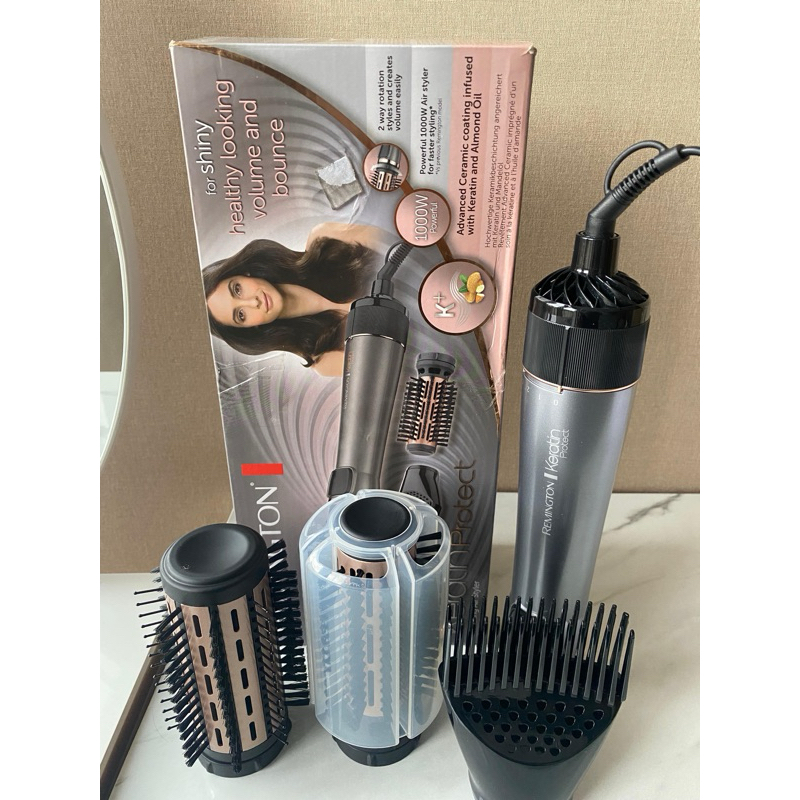 preloved Remington Sisir Angin Keratin Protect Rotating Air AS8810 blow rambut curly rambut hairdrye