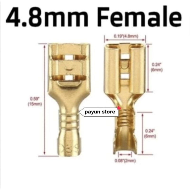 Skun Gepeng Female 4.8mm / Terminal Kabel Cewek 4,8 mm (isi 100 Pcs)