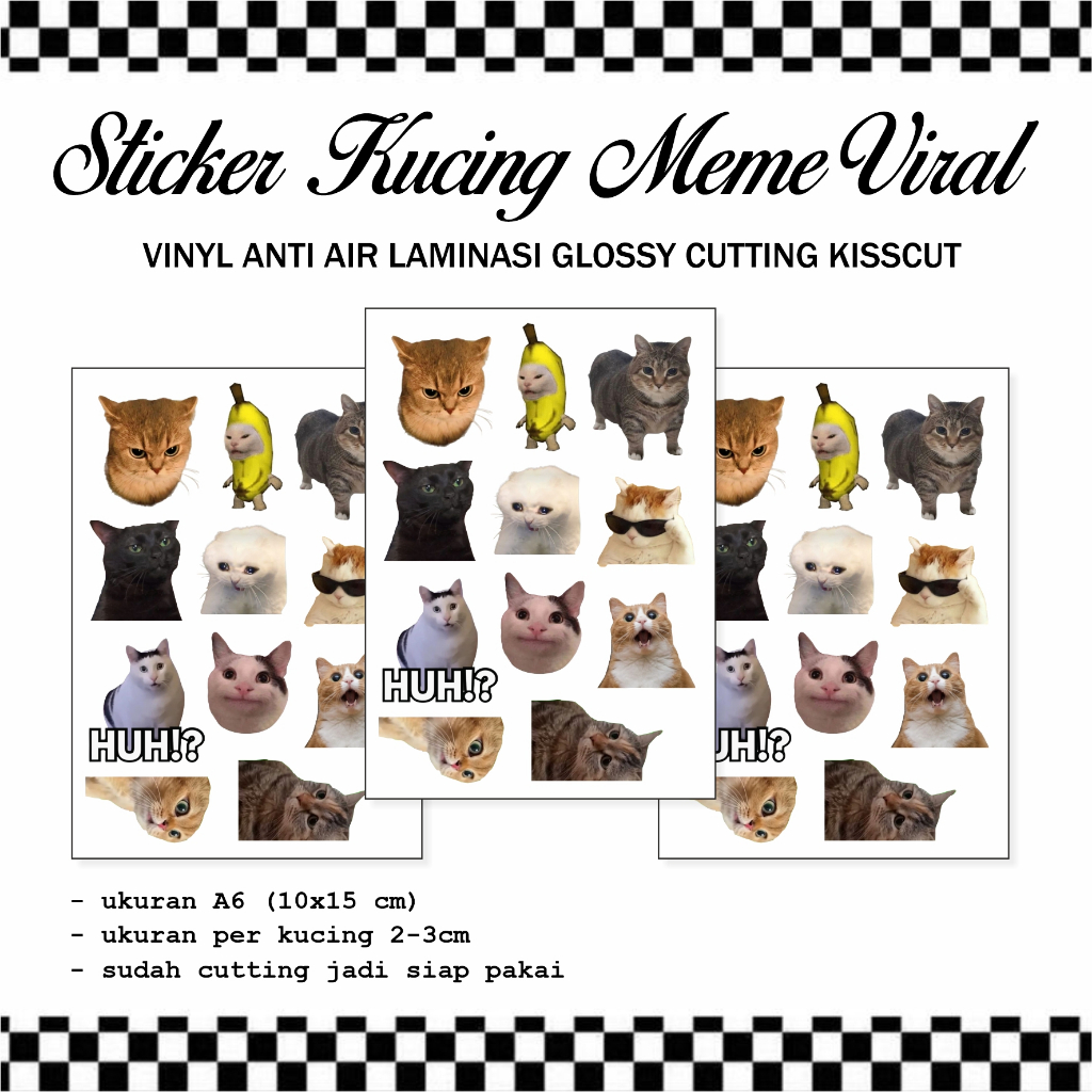 

Sticker meme kucing lucu anti air anti sobek cutting
