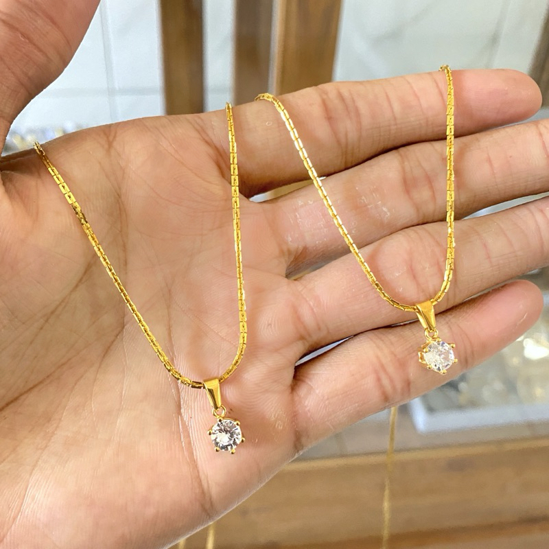 Kalung Italy santa dan Liontin Bulat Permata Bahan Titanium Asli Garansi 1 Tahun Warna Awet dan Taha