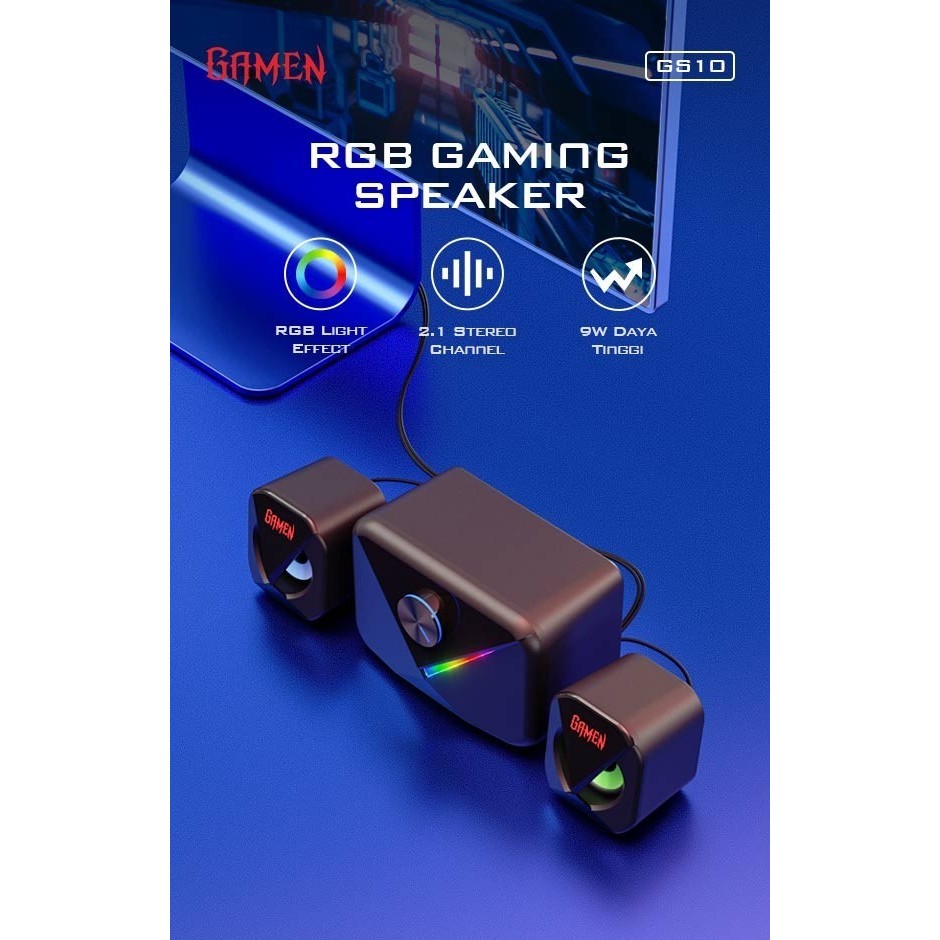 Gamen GS10 / GS-10 Multimedia Subwoofer with RGB Lights Gaming Speaker