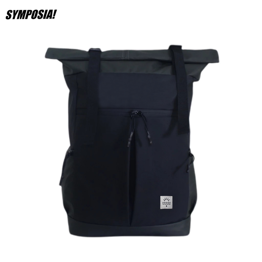 Backpack  Waterproof Roll Top - Ransel Cordura Bimo D1000 - Logo - Black - Symposia