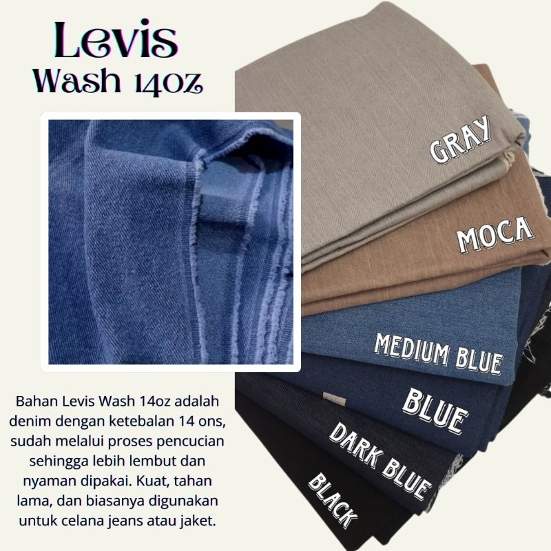 kain denim washing | Harga/1 Celana /125cm | bahan jeans 14oz | bahan levis non stretch | kain levis