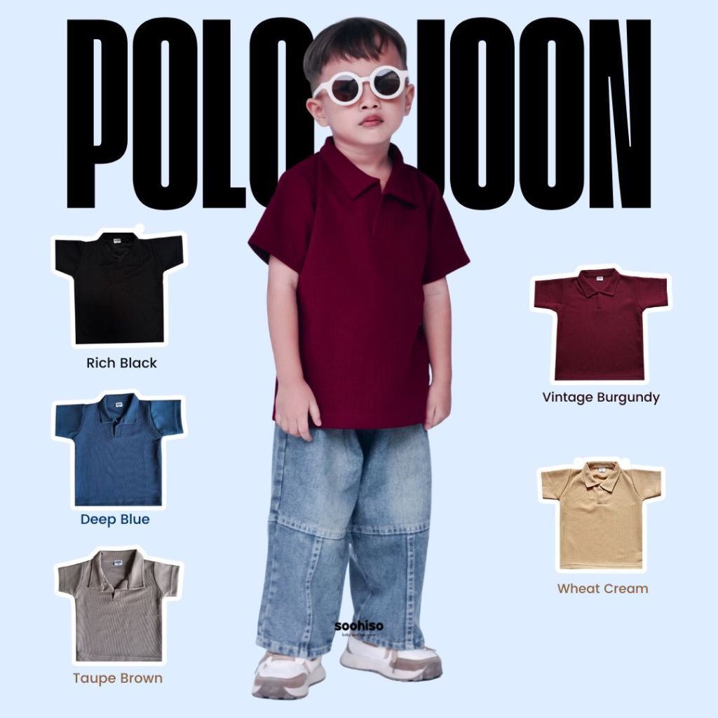 Soohiso Kaos Kerah Anak Laki Laki / Joon Polo Shirt Anak Laki Laki Usia 1-6 Tahun