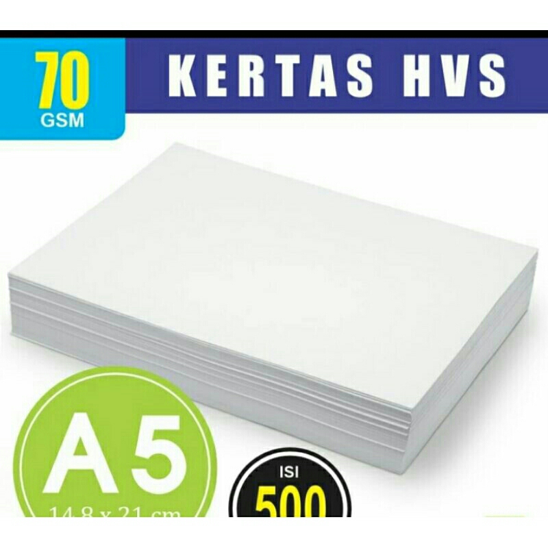 

Kertas HVS 70 GSM A5 (14,8x21 cm) - 1RIM isi 500lbr FREE BUBBLEWRAP