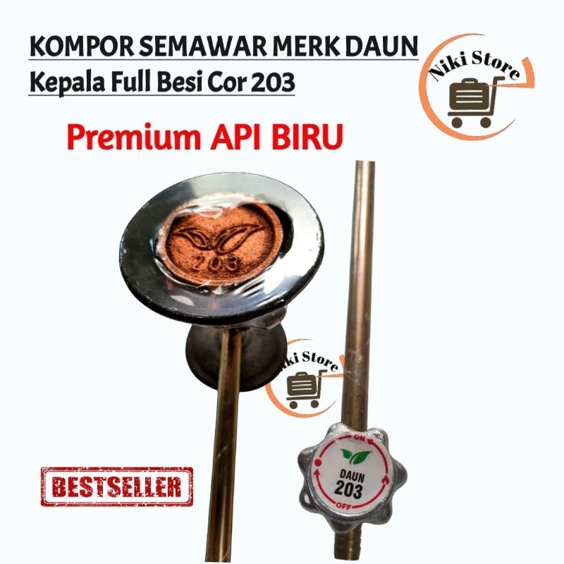 KOMPOR GAS MAWAR CAP DAUN 203, KOMPOR SEMAWAR CAP DAUN FULL KEPALA BESI COR, KOMPOR JOSS  API BIRU
