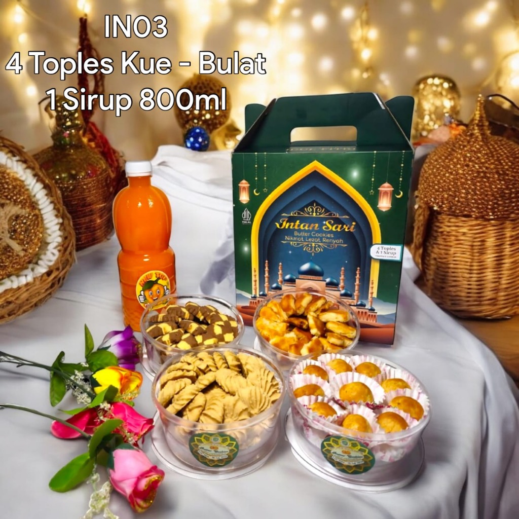 

Hampers Idul Fitri Intan Sari Paket Sirup & Kue Kering (Nastar, dll) Parcel Murah / Hampers Murah.