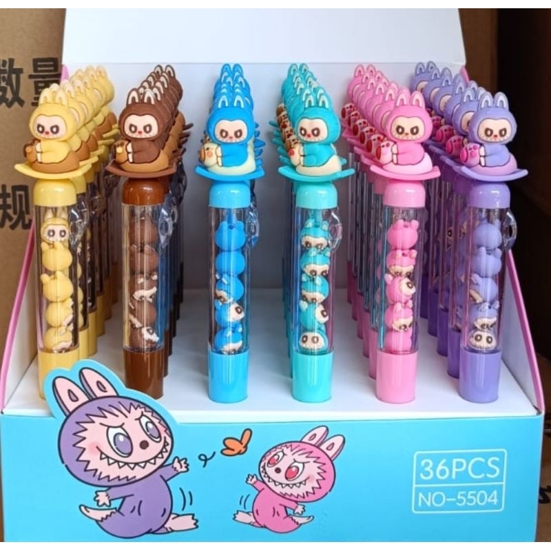 

Pulpen Cetek Kepala Labubu 1Box 36pcs || Pulpen Cute Labubu