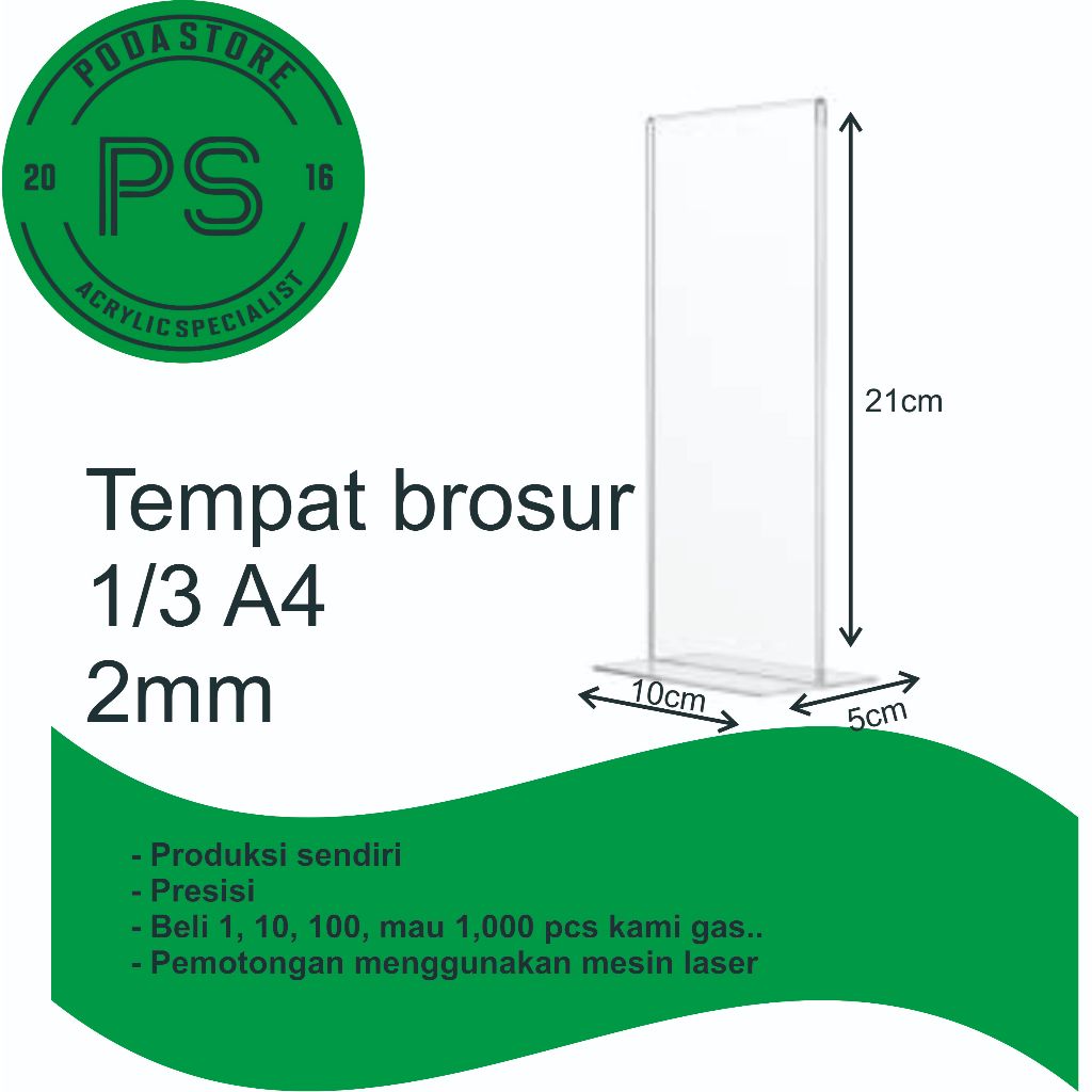 

Tent holder tempat brosur 1/3 A4