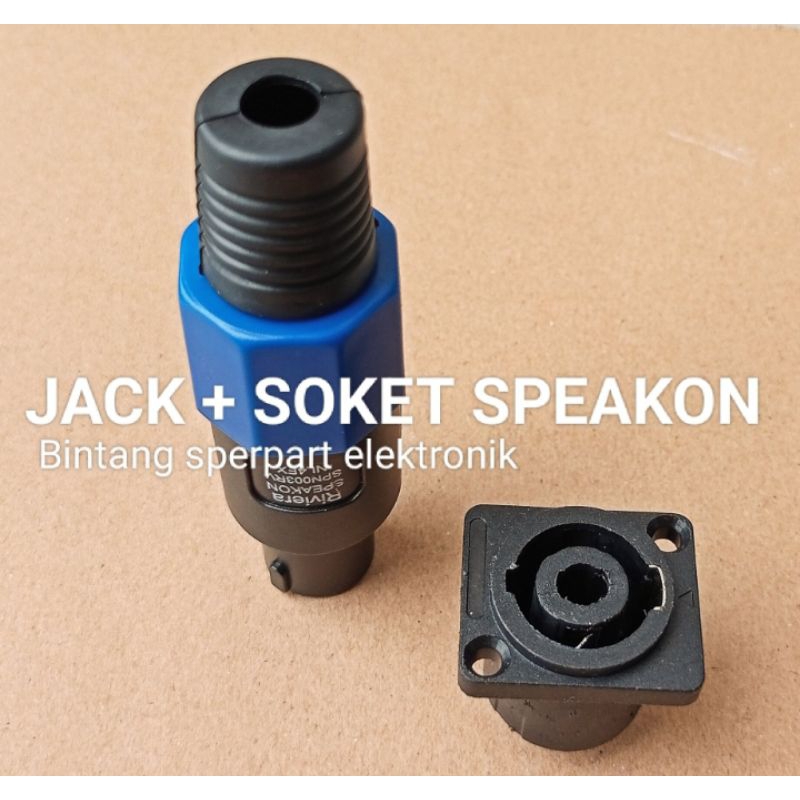(PAKET SET) JACK SPEAKON BIRU + SOKET JACK SPEAKON TERMINAL SPEAKER JACK SPEAKER