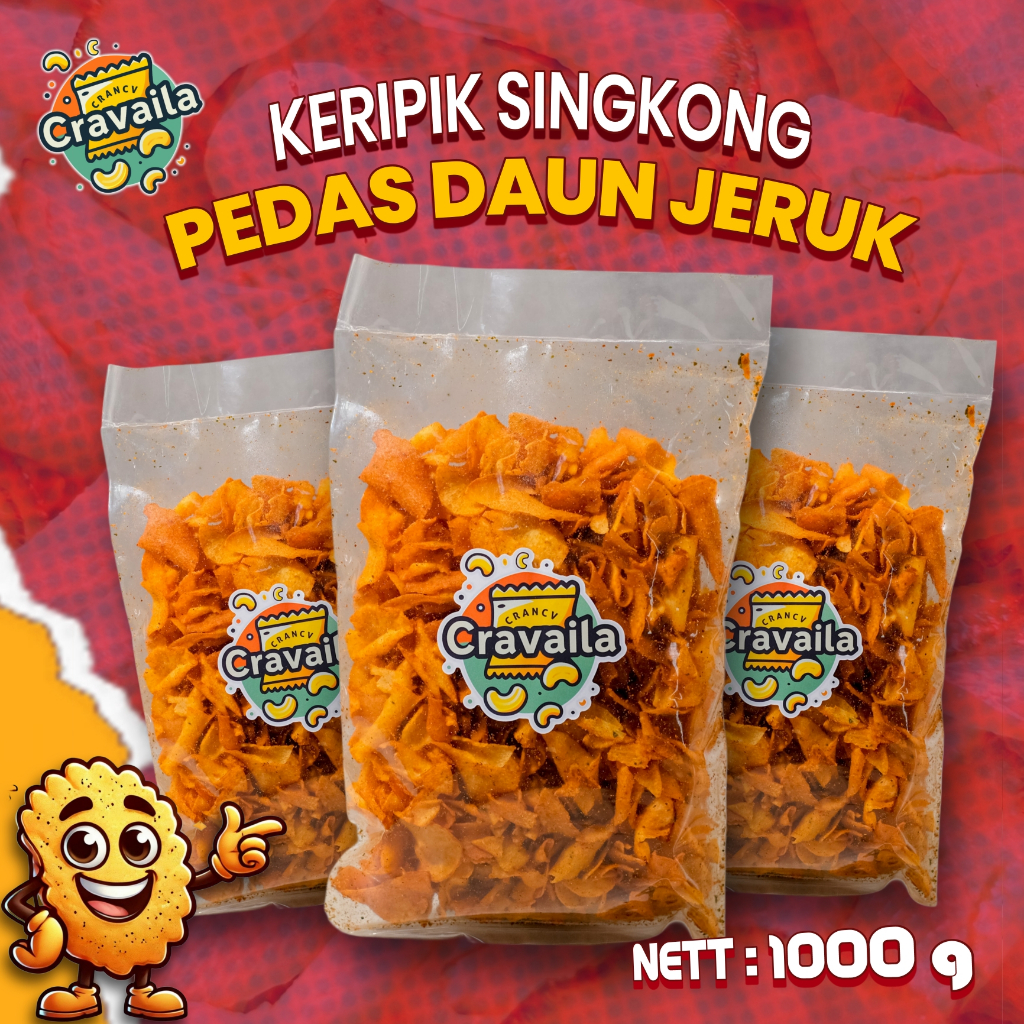 

Cravaila Kripik Singkong - Pedas Daun Jeruk | Pedas, Gurih, Renyah & Berasa Daun Jeruknya - 1 kilogram