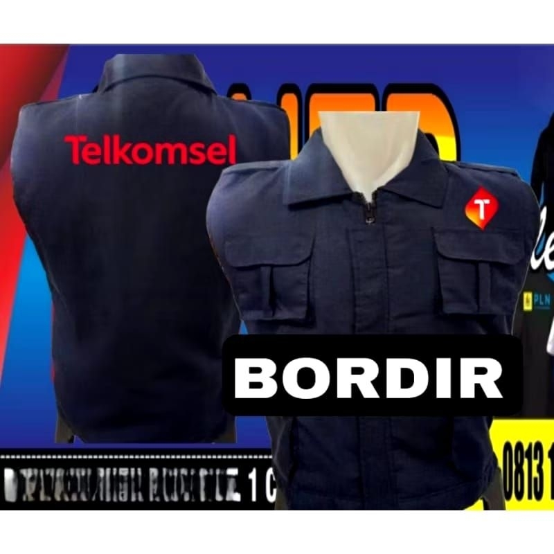 Rompi bordir Telkomsel rompi kerja Telkomsel rompi Telkomsel vest Telkomsel rompi seragam Telkomsel 
