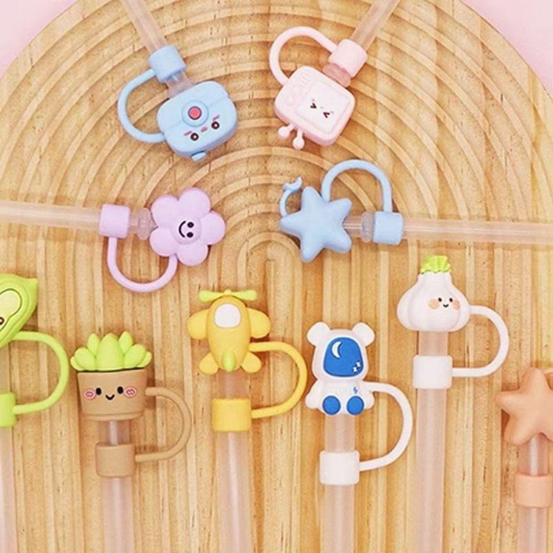 10m MIX CHARACTER SILICON / Penutup Sedotan Anti Debu / Silikon Boba