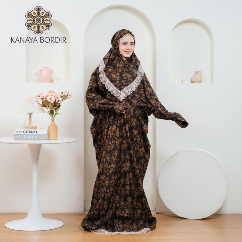 Mukena Terusan Lajuran Dewasa Katun Foil Glitter Renda Mewah Mukenah Lajuran Terbaru