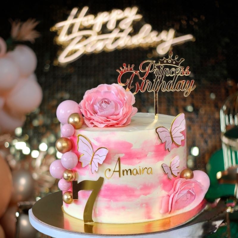 

pink flower cake//custom cake