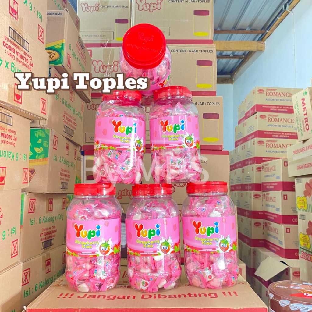 

WEDITRI PERMEN YUPI TOPLES STRAWBERRY KISS JAR 300GR