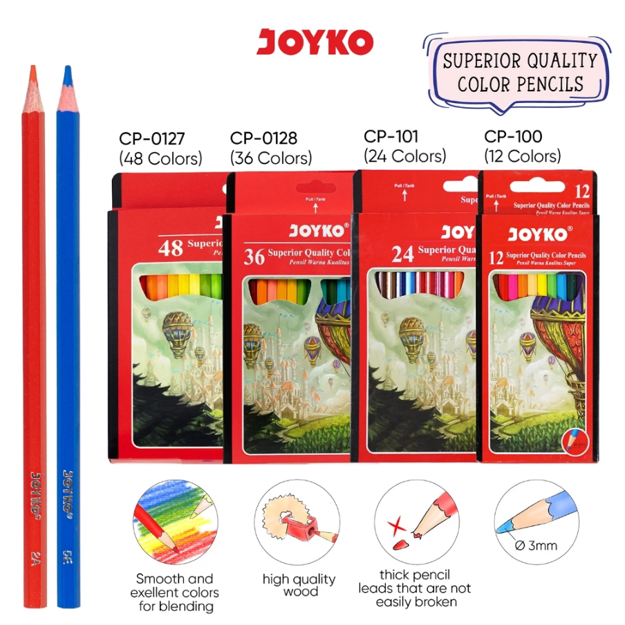

JOYKO - Pensil Warna Superior Quality Pencils Color Hexagonal Grip